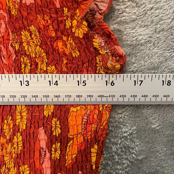 Women Colorful Floral 90s Retro Hippie Boho Girly Smocked Tiered Maxi Dress L - Picture 10 of 14